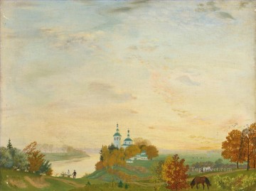 SOBRE EL RÍO OTOÑO Boris Mikhailovich Kustodiev Pinturas al óleo